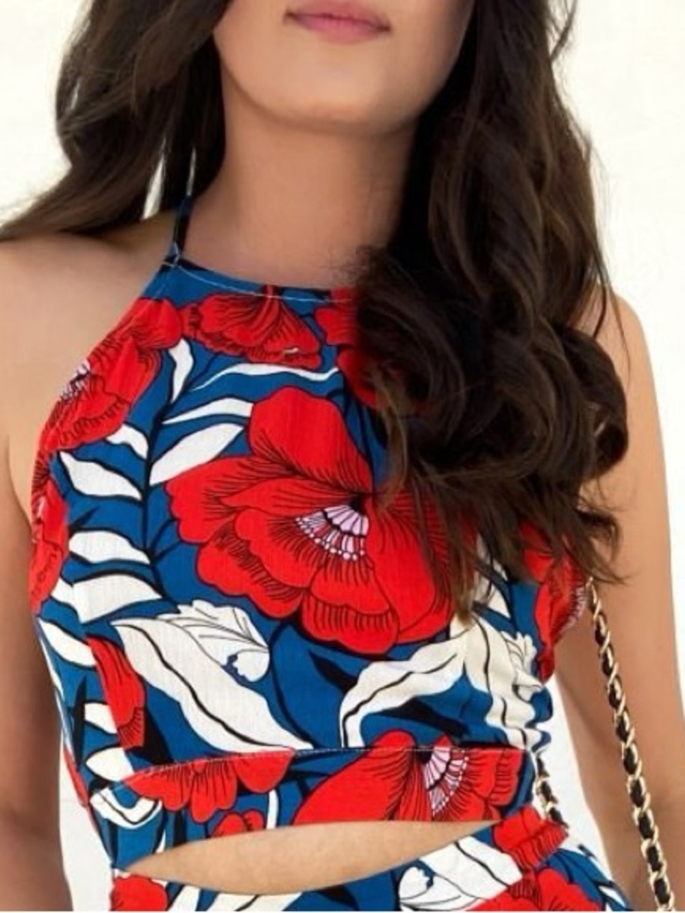 LuLus Colorful Floral Print Halter Top Size S